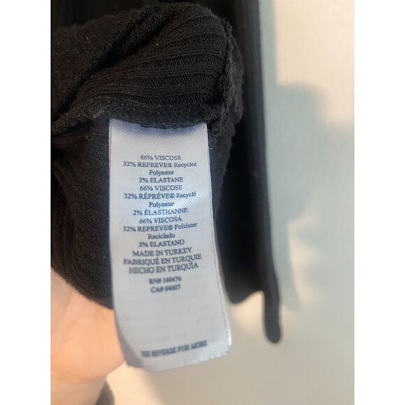 Faherty Legend Rib Roscoe Turtleneck Top Size XL Black Ribbed Viscose - Picture 6 of 7